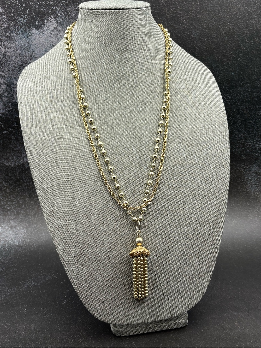 2/$10 Layered Gold-Tone Tassel Necklace
